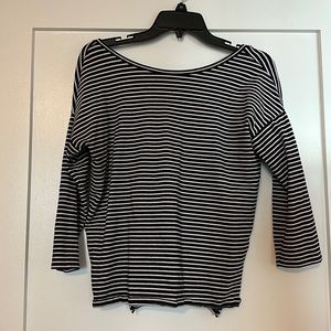 Ann Taylor Loft blue and white boat neck shirt